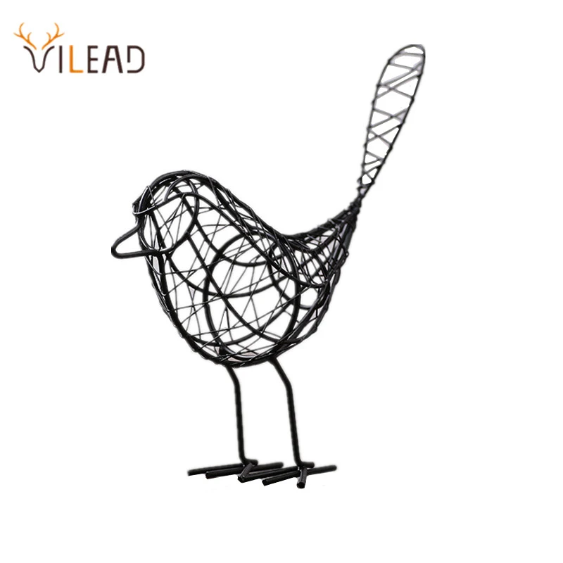 Vilead Iron Bird Figurines Nordic Abstract Statue Miniatures Animal