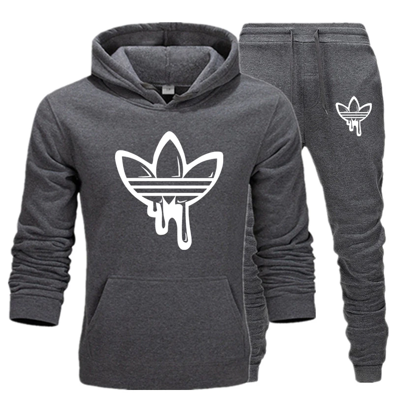 

New 2019 Brand Tracksuit Men Thermal Mens Sportswear Sets Thick Fleece Hoodie + Pants Sports Suit Casual Sweatshirts Sport Suit