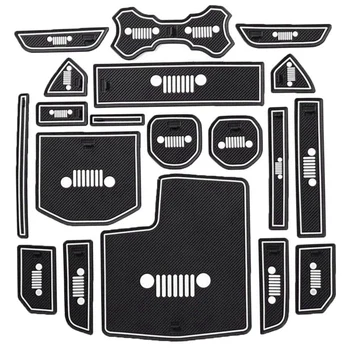 

19Pcs Gate Slot Pad Cup Mat Door Mats Non-Slip Pads for Jeep Wrangler JL 2018 2019 Car Interior Accessories