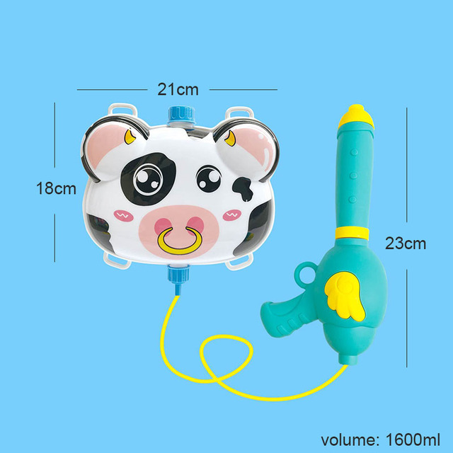 Animal Water Gun Backpack Children Summer Beach Toys Long Range ABS Water Spray Guns Bag with Adjustable Straps