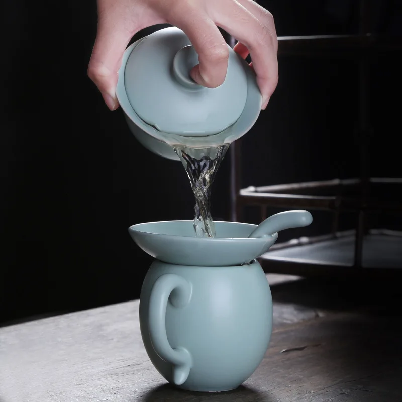 

Ru Ceramic Three-force Tureen Kung Fu Tea Set Accessories Wholesale Manufacturers Direct Selling Ru Tea Making Device Gracked Gl