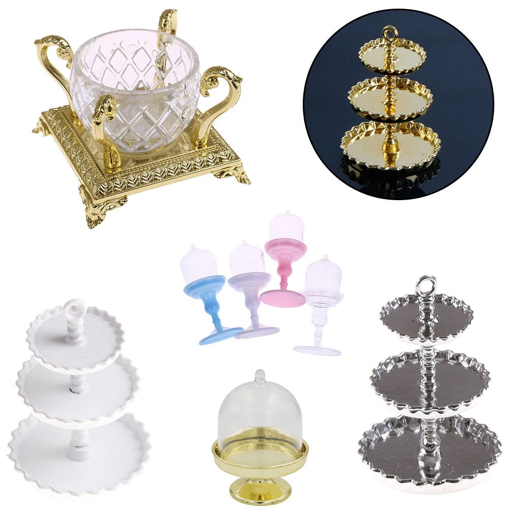 

3D Mini Cute Dessert Pan Cake Stand Fruit Tray Doll Kitchen Toys Miniature Food DIY Craft For Dollhouse