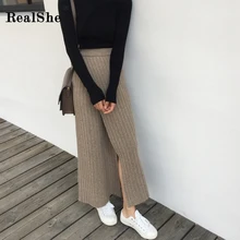 RealShe, длинные юбки, Женская Макси юбка, эластичная резинка на талии, вязаные макси юбки для женщин, Весенняя Повседневная элегантная Однотонная юбка, Femme