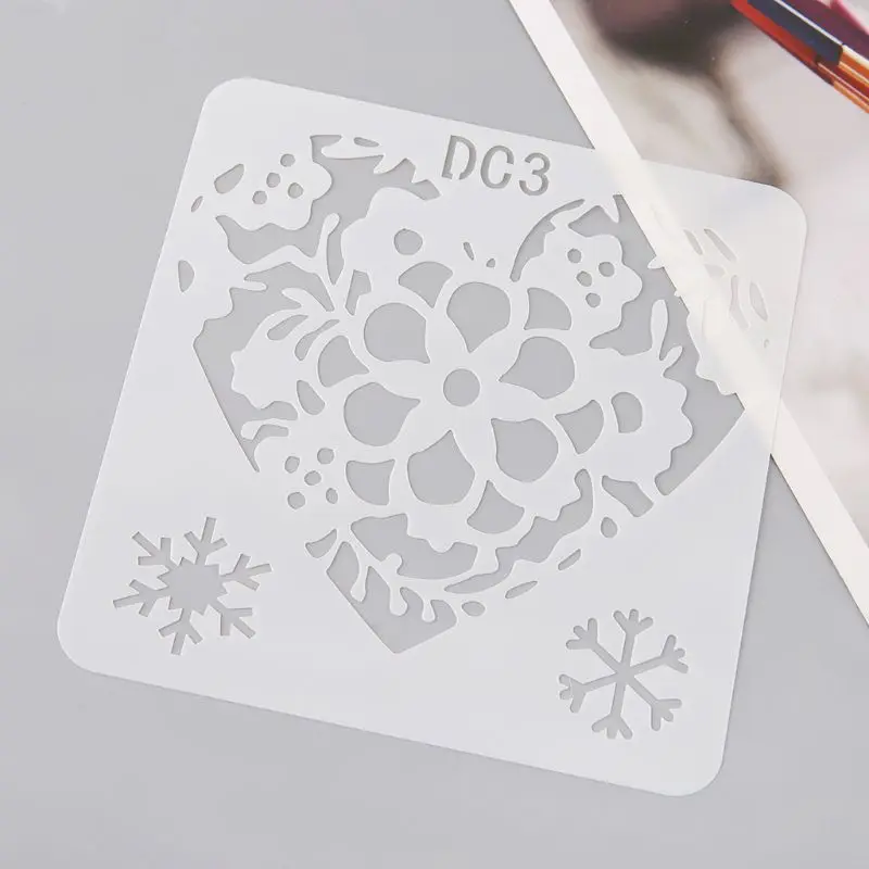 12Pcs Flower Heart Drawing Molds Plastic Children Painting Stencils DIY Paper Art Craft Card Label Scrapbook Educationa
