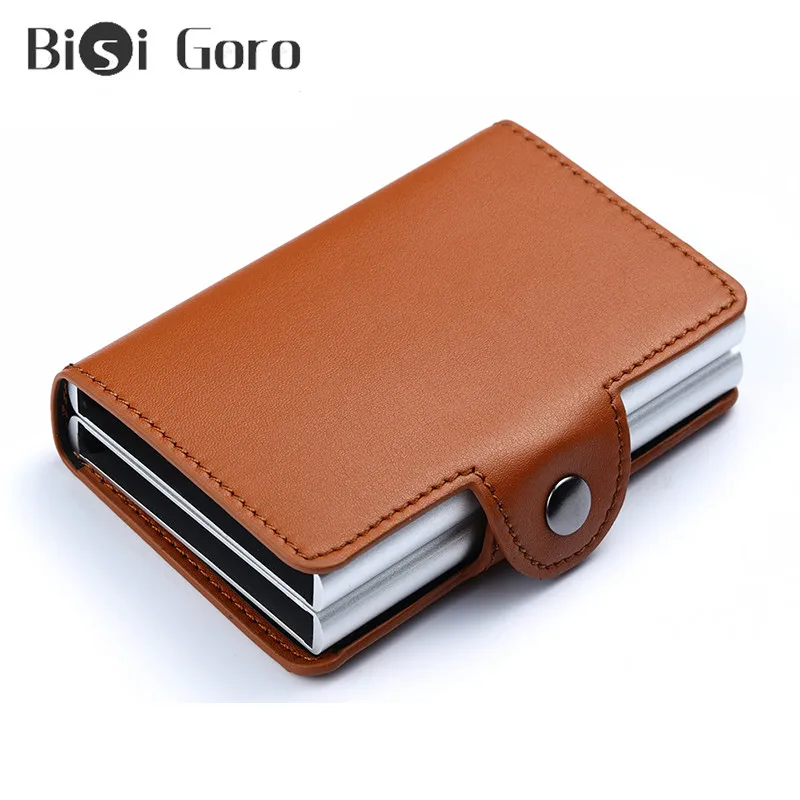 

BISI GORO 2019 Anti-theft RFID Smart Wallet Money Bag Business Wallets For Credit Card Aluminum Double Boxes ID Card Wallets