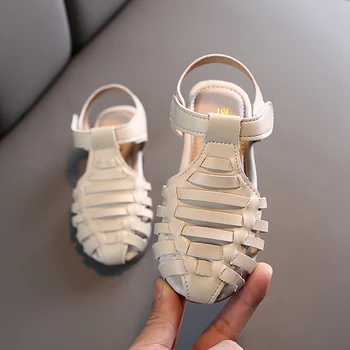 

Summer Kids Girls Versatile Roman Woven Retro Hollow Princess Shoes High Quality Leather Girls Sandals Shoes
