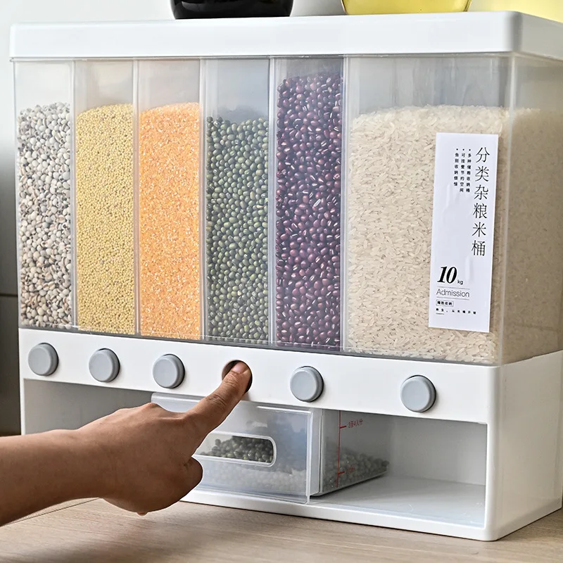 Wall-Mounted-Seperated-Grain-Cereal-Can-Rice-Storage-Box-Classification ...