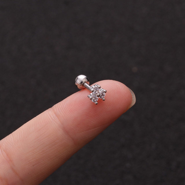 Star Heart Cross Flower Crown Bar Cartilage Piercing Stud Helix Jewelry Tragus Conch Rook Earlobe Screw Back Earring