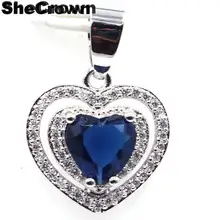 23x17 мм романтическая форма сердца Танзанит CZ женская свадебная серебряная подвеска