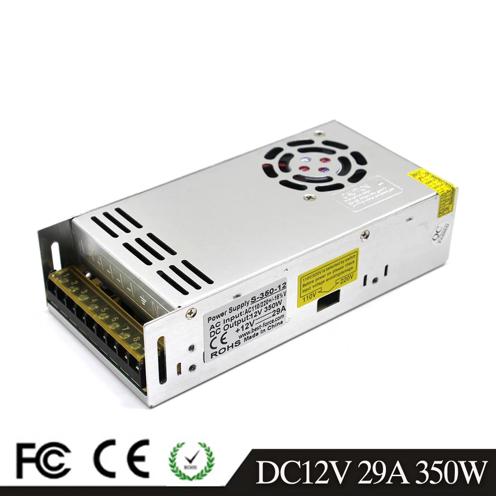 Новый импульсный источник питания DC12V 29A 350 Вт светодиодный драйвер адаптера AC DC 12