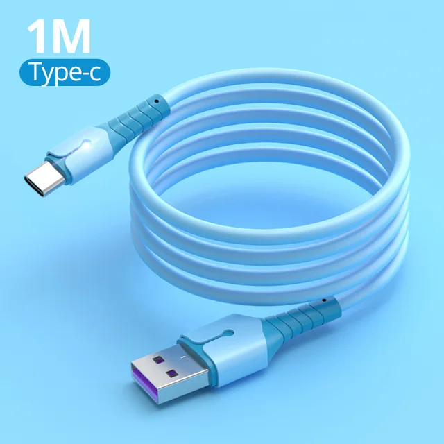 ANKNDO Usb C Cable 3A Fast Charging For Phone Type C Cable For Samsung Huawei Xiaomi Soft Tape Light Usbc Type-C Usb Data Cord sky blue