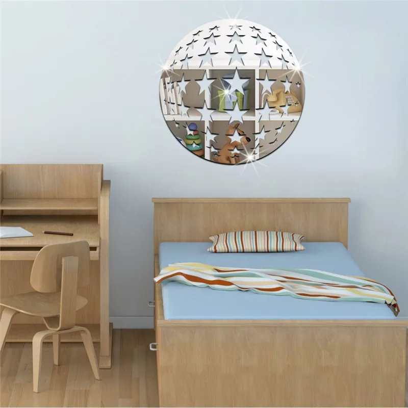 Home Decoration Mirror Wall Sticker 3D Star Ball Decor Kids Room Environmental Crystal Self-Paste Art | Дом и сад