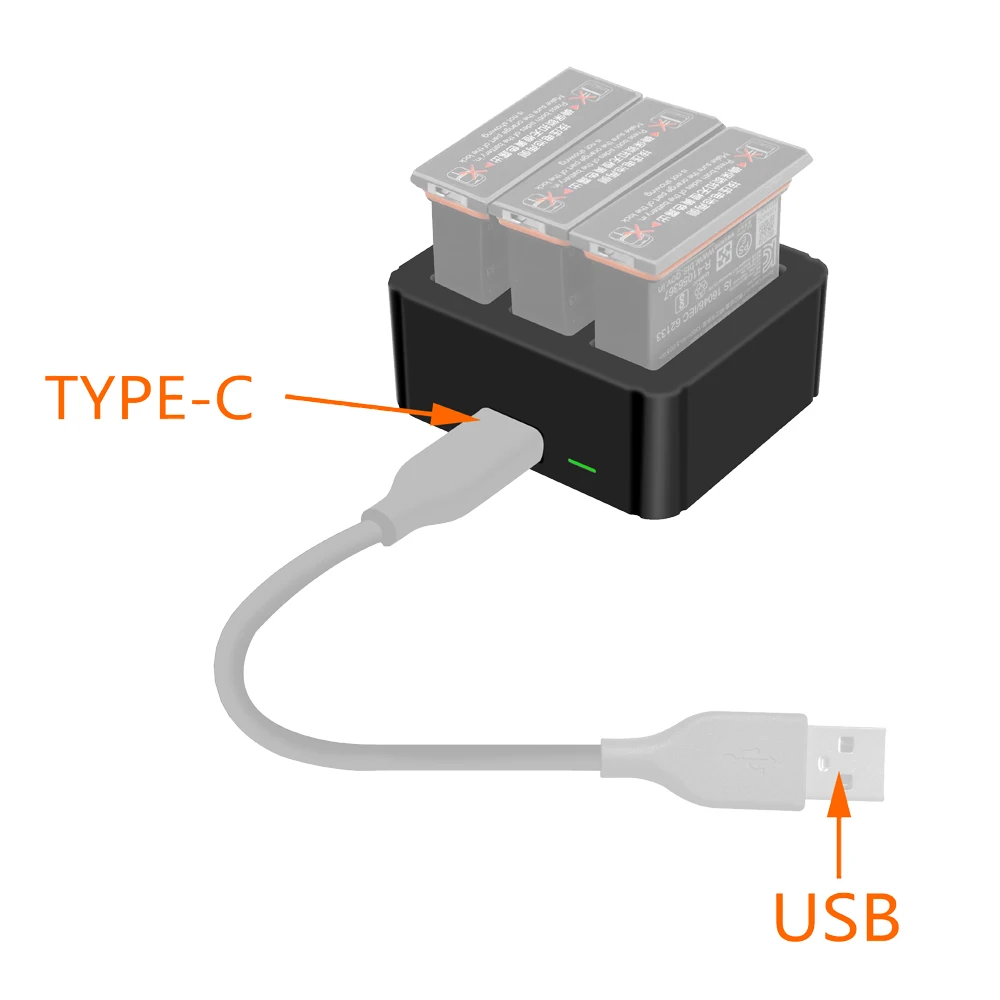 Зарядное устройство YX 3 в 1 с портом USB Type C зарядное для аккумулятора адаптер DJI OSMO