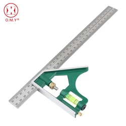OMY – ensemble d'outils professionnels de charpentier, règle carrée combinée, rapporteur en acier inoxydable, outil de mesure multifonction, 300MM, 1 pièce 