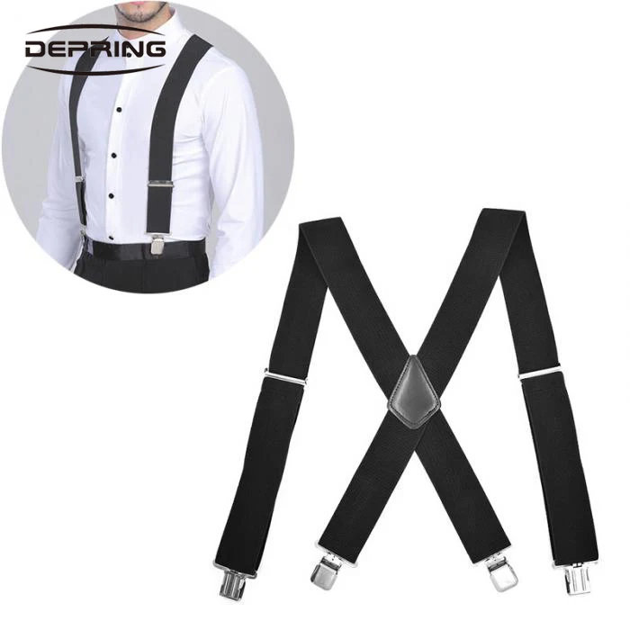 

50mm Elastic Adjustable Men Trouser Braces Suspenders X Shaped with Strong Metal Clips Heavy Duty Biker Snowboard Trousers Clip