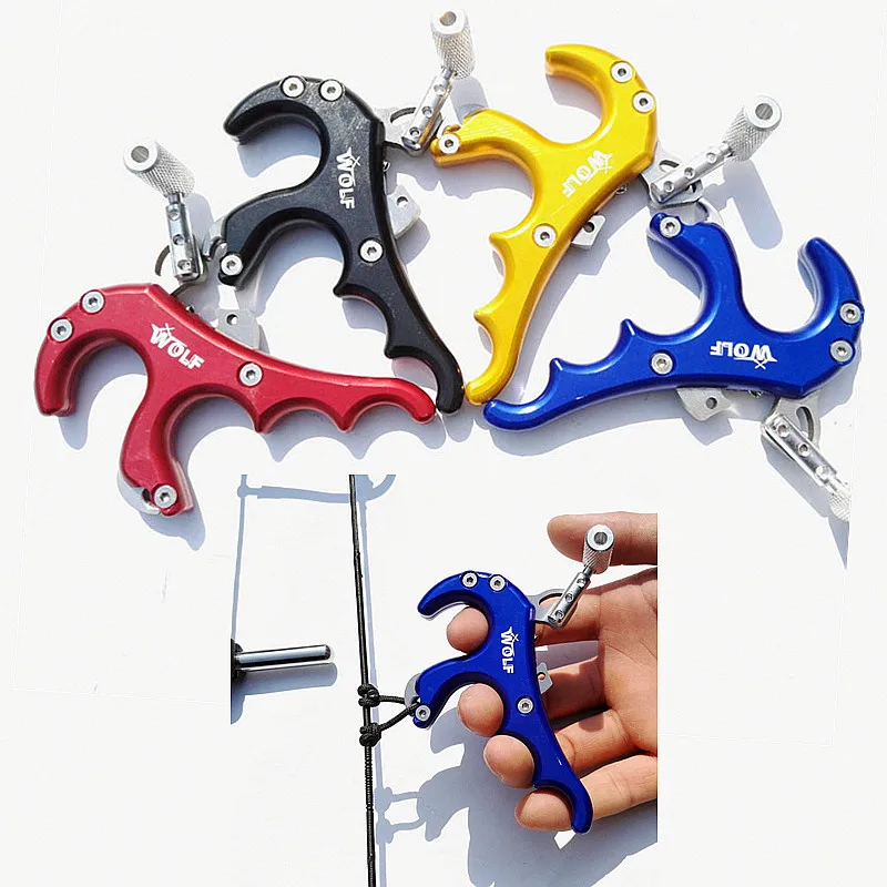 4 Finger Grip Caliper Release Aids for Compound Bow Target Shooting Hunting 