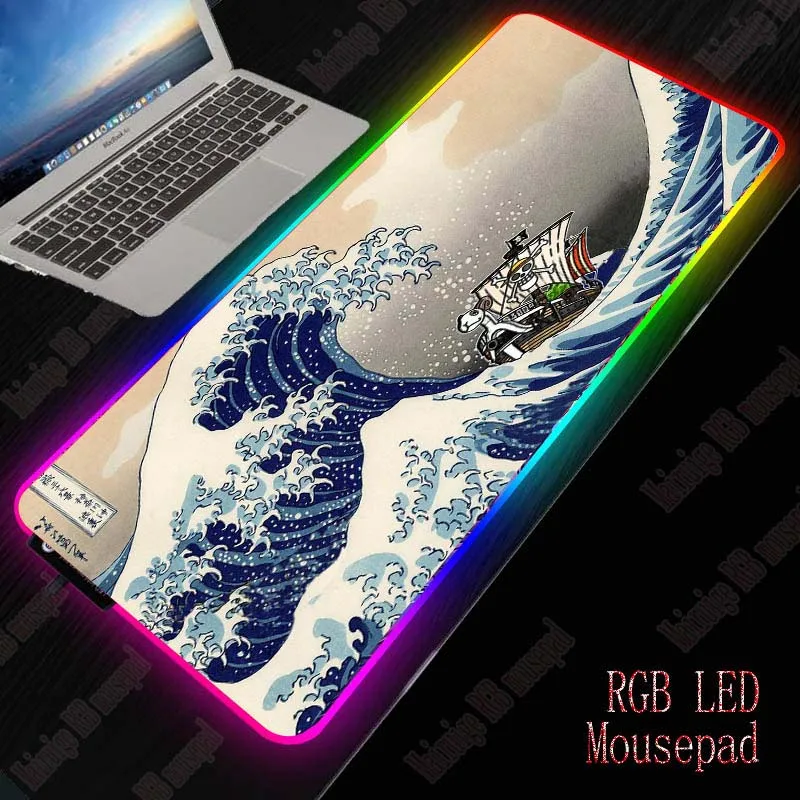  XGZ Great Waves Art Mousepad Large Computer Mouse Mat Large LED Gaming Mouse Pad Night RGB USB Wire