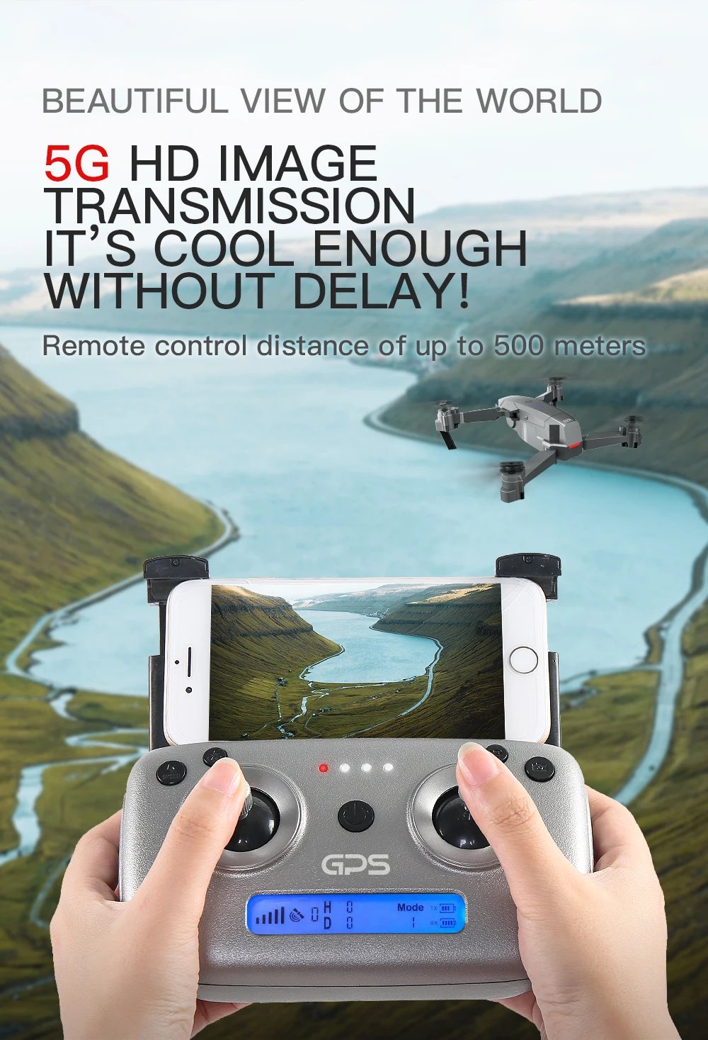 Profession GPS Drone with 4K HD Dual Camera Wide Angle Anti-shake Double GPS 