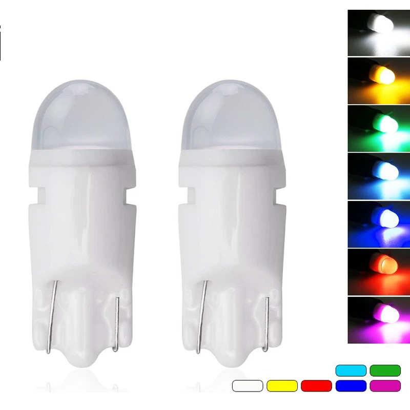 

10PCs Signal Lamp T10 W5W 3030 168 194 Led Bulb Ceramics Auto License Interior Wedge Clearance Light White Bullet Head