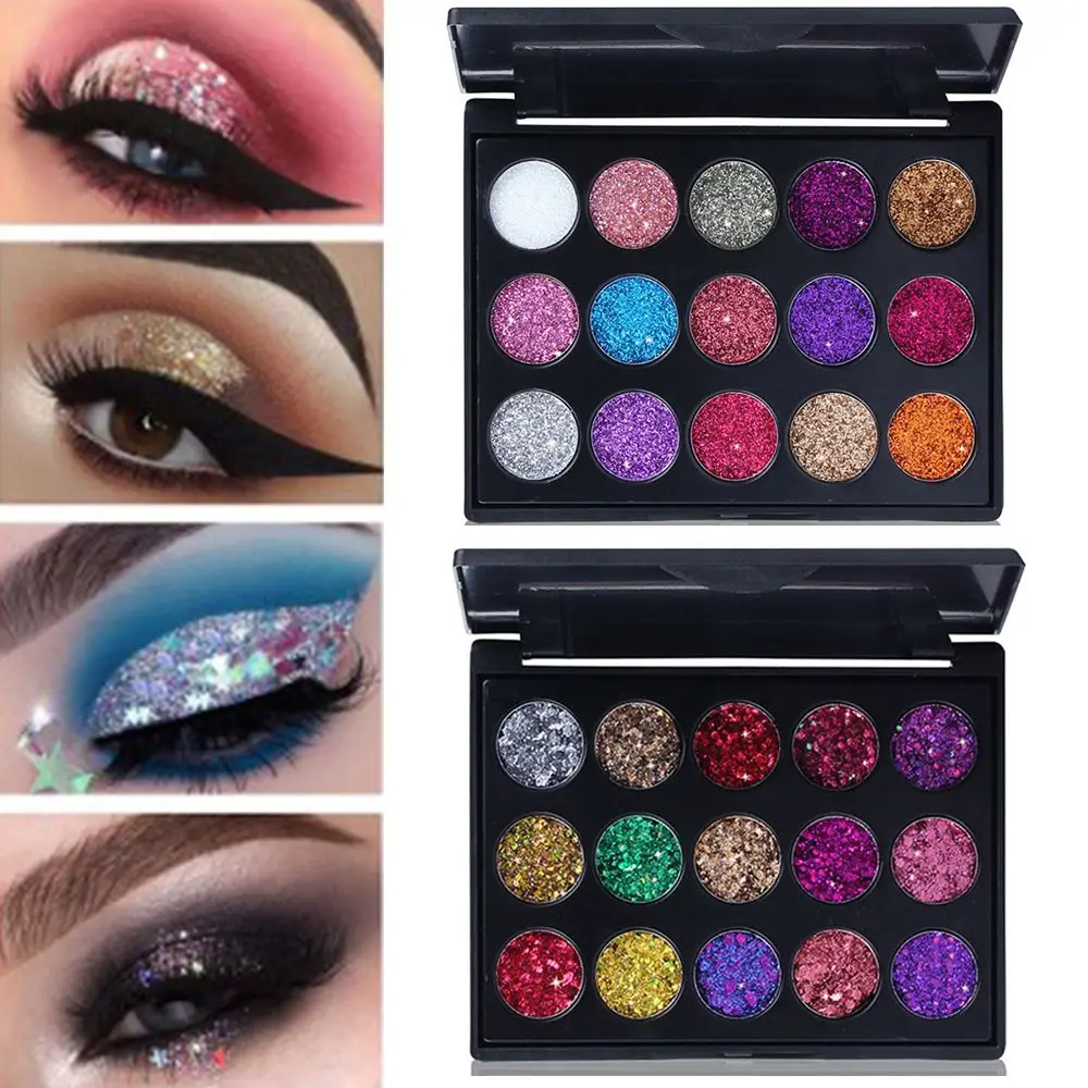 15 Colors Glitter Sequin Eye Shadow Palette Sequins Shimmer Makeup Shine Beauty Cosmetic |