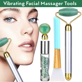 

Electric Vibrating Natural Aventurine Jade Roller Ball Roller Bottle Body Head Neck Facial Massager Beauty Skin Tightening Tools