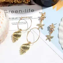 Cender 2Pair/Set Vintage Alloy Starfish Conch Drop Earring Bohemian Style New Design Gold Color Earring Sets Jewelry Party Gift alloy locket jewelry set beautiful kundan gold color sets best gift for mothers day