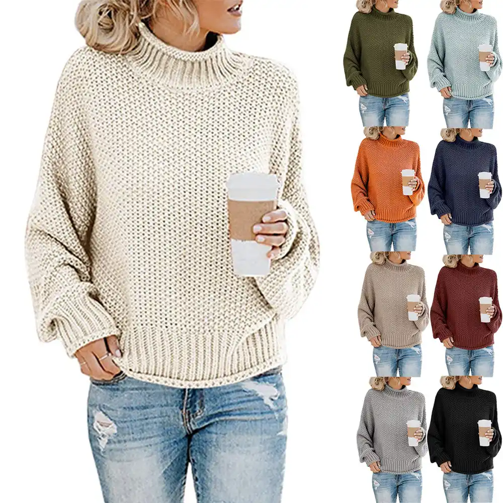 fashion simple turtleneck sweater women autumn winter warm slim 