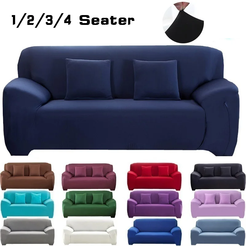 

Solid Color Elastic Sofa Cover Spandex Modern Polyester Corner Sofa Couch Slipcover Chair Protector Living Room 1/2/3/4 Seater