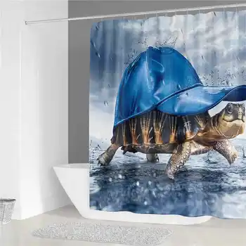 

2020 Home Decro 3D Sea Animals Turtle Printing Waterproof Shower Curtains for Bathroom 180*180&180*200
