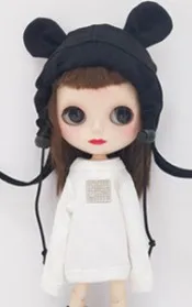 white shirt and hat Длинная Повседневная Одежда для кукол спортивная футболка хлопковая толстовка черная шляпа для blyth, azone, OB24, Ob27, 1/6 аксессуары для кукол - Цвет: white shirt and hat