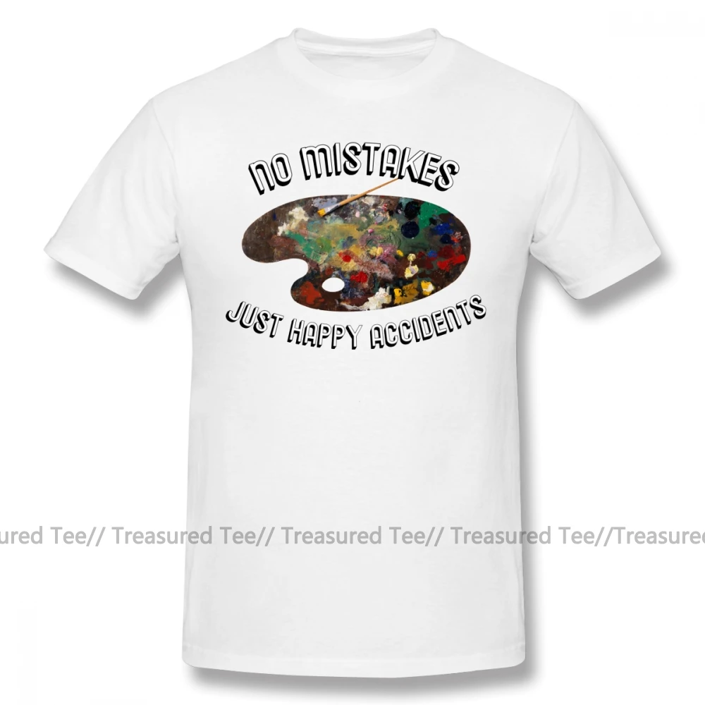 Футболка Bob Ross футболка BOB ROSS NO eraps HAPPY accident Милая футболка с принтом модная футболка с коротким рукавом большого размера - Цвет: White