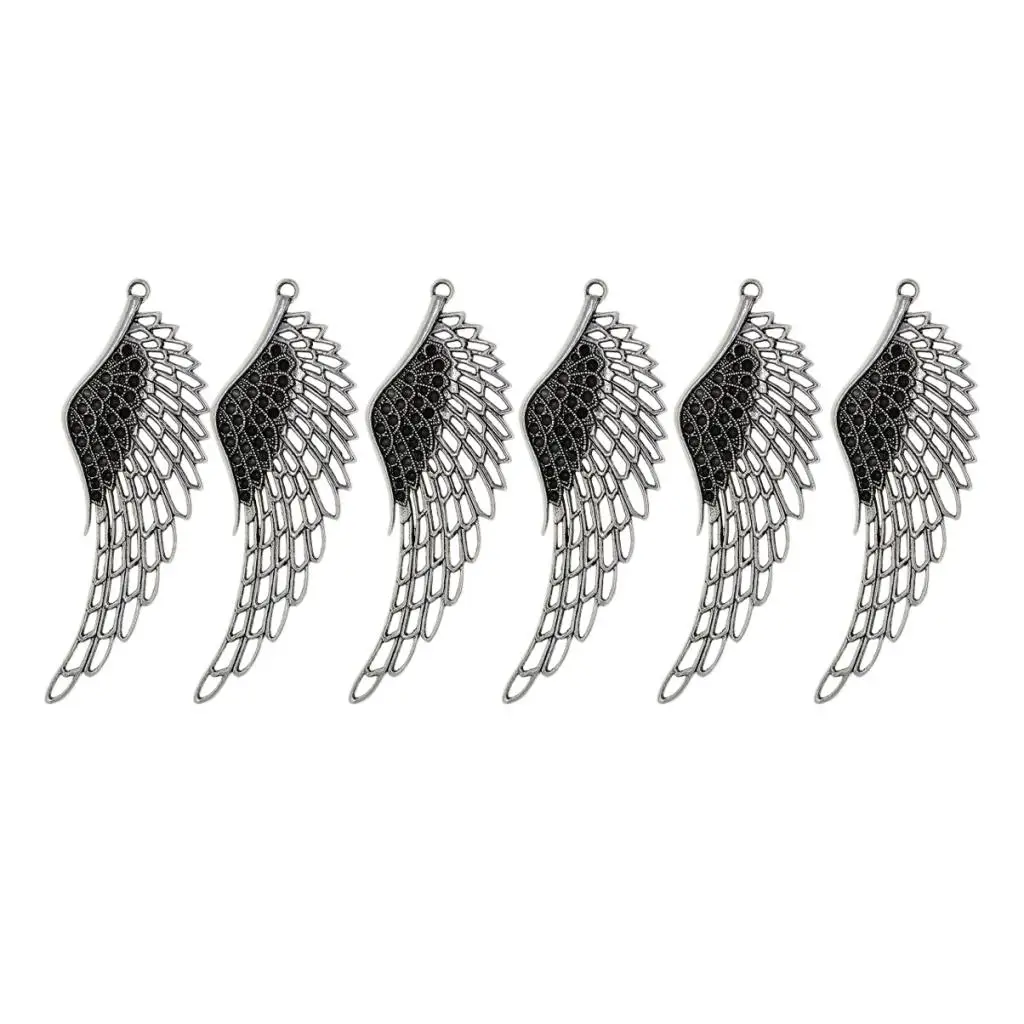 6pcs Large Wing Charms Bird Angel Wings Charm Antique Silver Charms 108x38mm