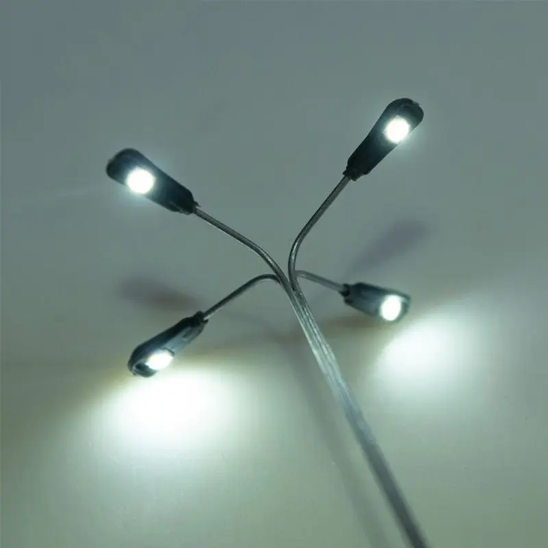 1:87/1:100 Scale Model 4 LED Luminous Street Lamp Lamppost Landscape Light DIY Train Model Decoration Sand Table Model 3
