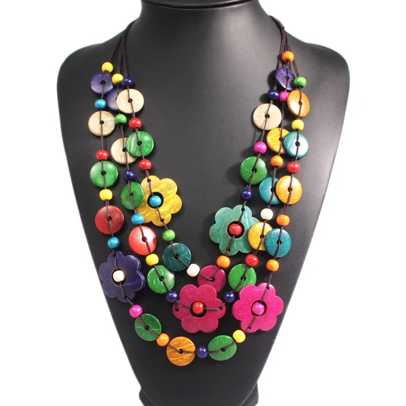 MANILAI, многослойное деревянное ожерелье-чокер с бусинами, для женщин, бохо, ручной работы, из бисера, массивное ожерелье, Этнические украшения - Окраска металла: 4920 Multicolor