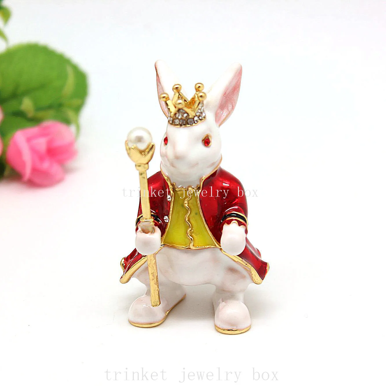 Mouse King Animal Trinket Jewelry Box Metal Mouse Figurines Crafts Ring Holder