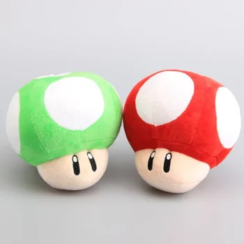 

High Quality Super Mario Bros Mushrooms Green & Red Plush Dolls Cute Stuffed Toys 6" 15 CM