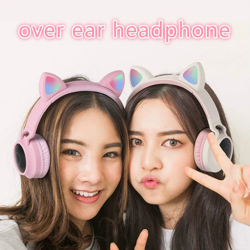 Cute Cat Ear Wireless Headphones Bluetooth 5 0 Earphones Headphone Gaming head phone
