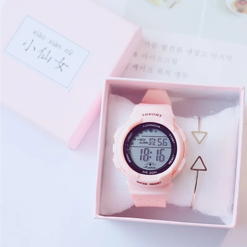 

Romantic Pink Women Digital Watches 2019 Luxury Ladies Watch Luminous Waterproof Female Wristwatch Relogio Feminino Reloj Mujer