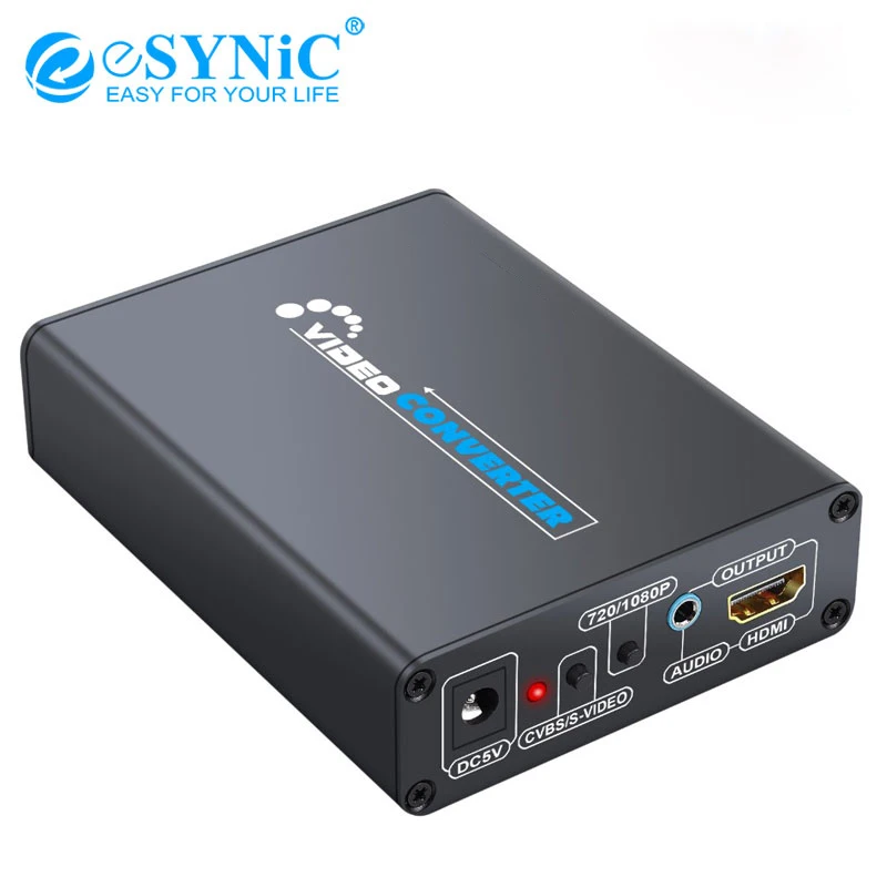 Совместимый с HDMI адаптер eSYNiC 720P/1080P 3RCA AV CVBS Композитный S-видео R/L аудио на