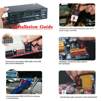 

5.25inch Audio Internal All In 1 Optical Drive Hub Multifuntion Front Panel Card Reader Media Dashboard USB 3.0 Accessories PC
