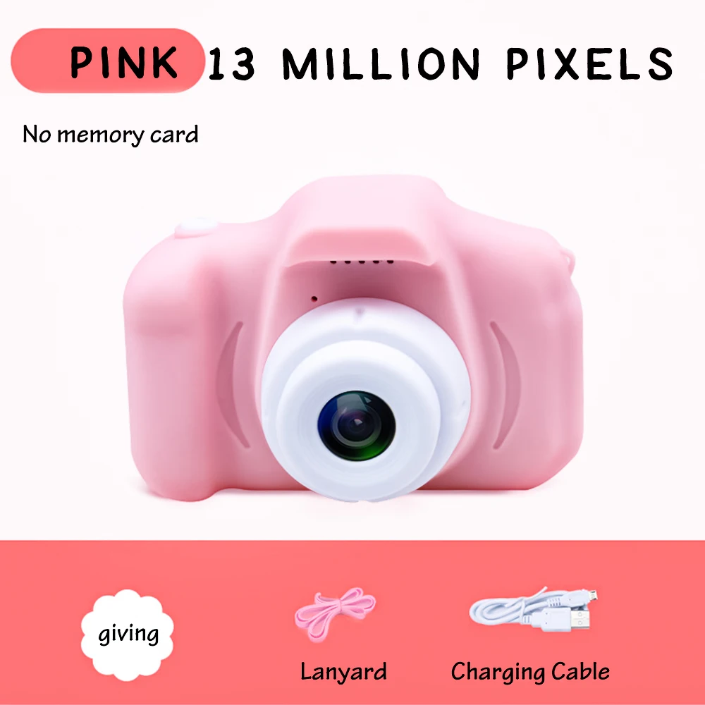 Мини HD дети Камера игрушка милый видеокамера Перезаряжаемые цифровой Камера с 2-дюймовым Экран дисплея Развивающие игрушки для детей на открытом воздухе - Цвет: pink  13MP camera