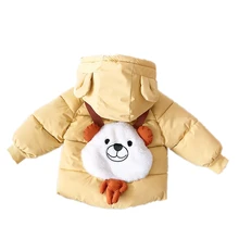 Брендовая зимняя одежда для маленьких девочек пуховые куртки с героями мультфильмов зимняя одежда с капюшоном для новорожденных мальчиков детское утепленное пальто с хлопковой подкладкой