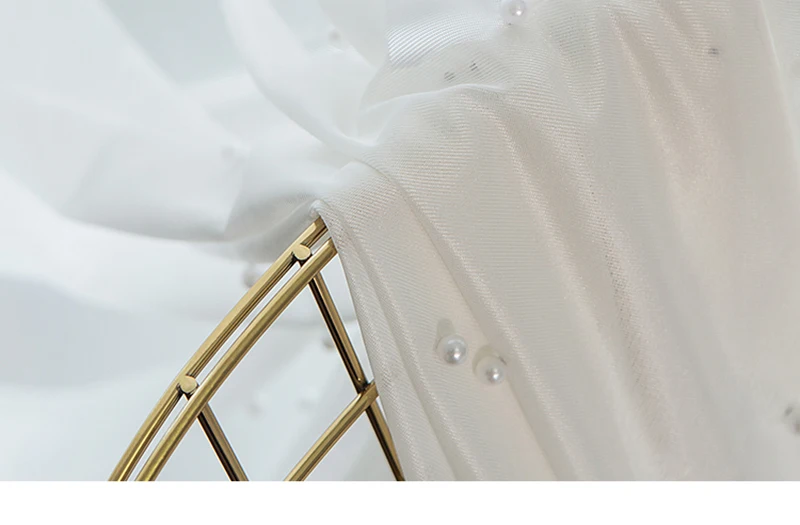 Modern White Pearl Yarn Beading Tulle Curtains for Living Room European Elegant Window Drapes for Bedroom Wedding Voile#20