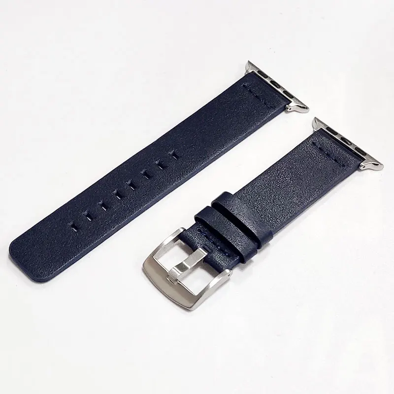 Ремешок из натуральной кожи для Apple Watch, ремешок серии 5, 4, 3, 38, 40, 42, 44 мм, спортивный ремешок для часов, быстросъемный браслет-петля - Цвет ремешка: Sliver Blue