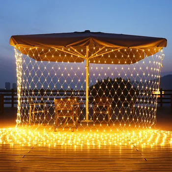 Thrisdar 2*2m 3*2m 6*4m Outdoor Tuin Led Mesh Net Fairy String licht Kerstvakantie Wedding Gordijn Garland Light