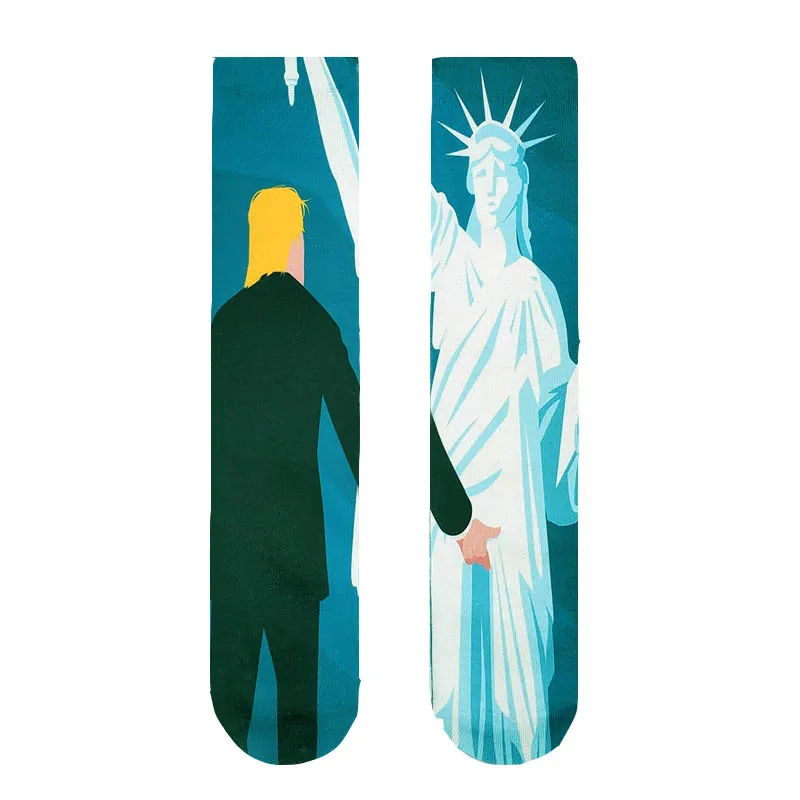 Носки в стиле «Дональд Трамп», унисекс, Забавный принт, Повседневные Гольфы для взрослых, носки с 3D принтом, счастливые модные гольфы - Цвет: 1