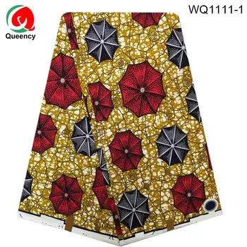 

WQ1111 Multicolor Quality 100% Cotton Wax America umbrella Pattern Ankara Fabric Green/Gold color Holland hot sell