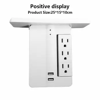 

2.1A Tray Socket Frame 8-Fort Surge Protector Wall Socket 6 Power Socket Expandable 2USB With Rotation Function