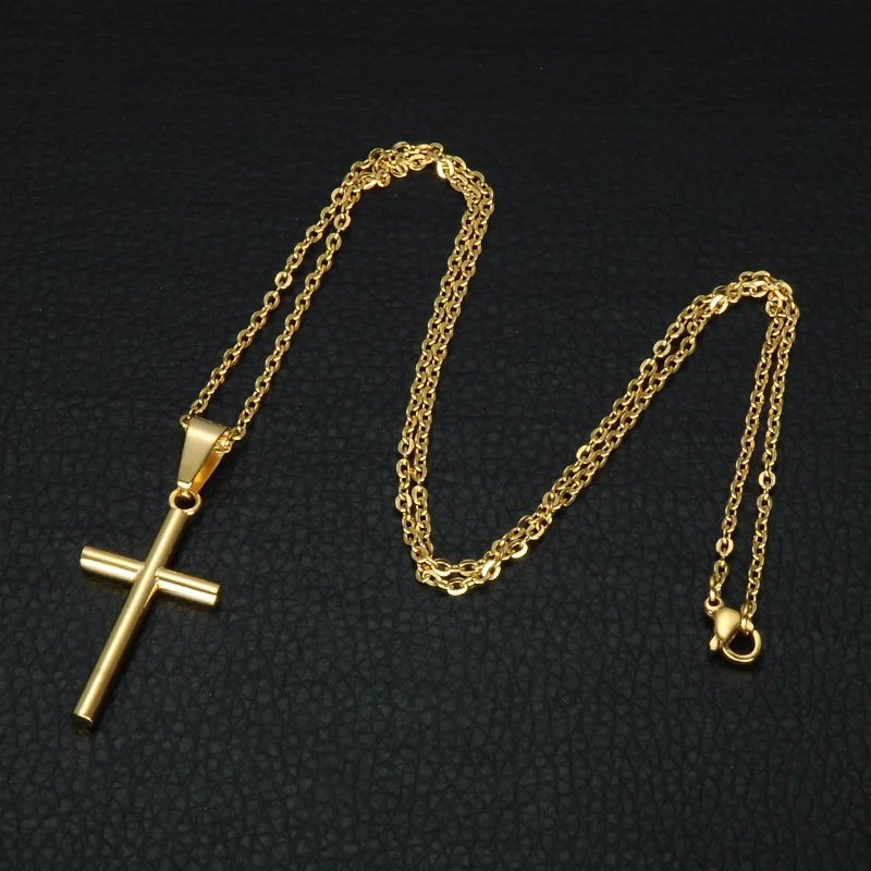 Модное мужское ожерелье из нержавеющей стали Золотой/Серебряный кулон в виде креста на цепочке ожерелье s для женщин мужские вечерние ювелирные изделия colgante hombre