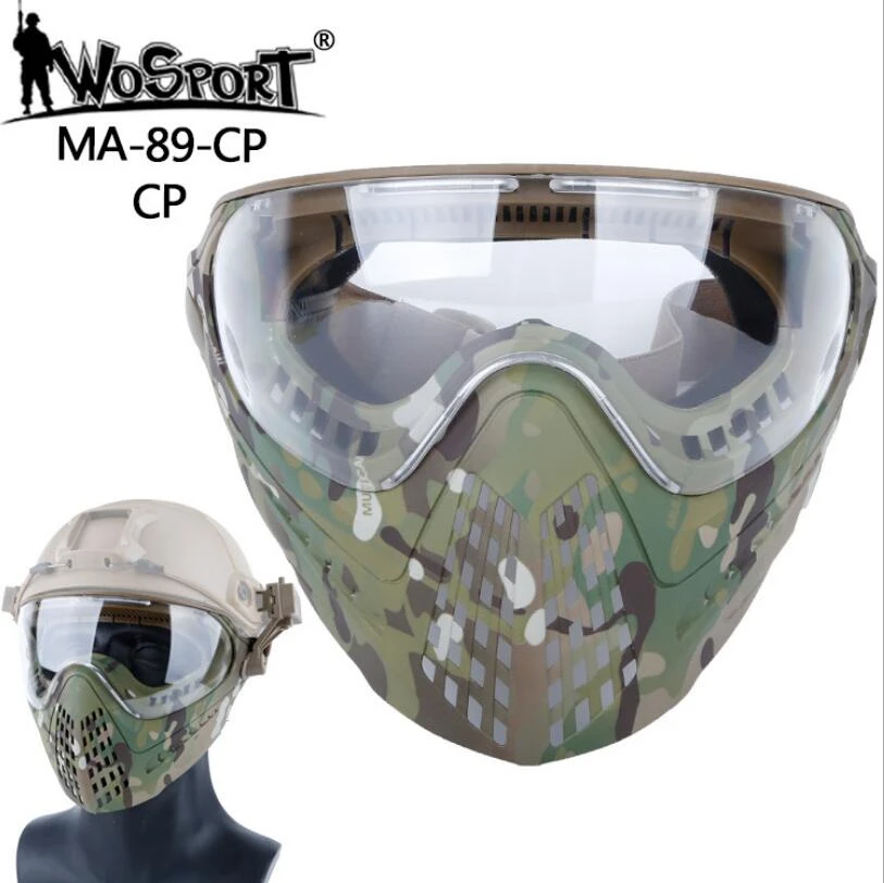 MA-89-CP Wosport masqu Airsoft lentes tacticos militar hombre для пейнтбола, для улицы, тактические мужские армейские маски для всего лица с очками MA-89 - Цвет: MA-89-CP